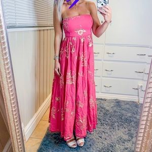 Gold flocked Free People dress